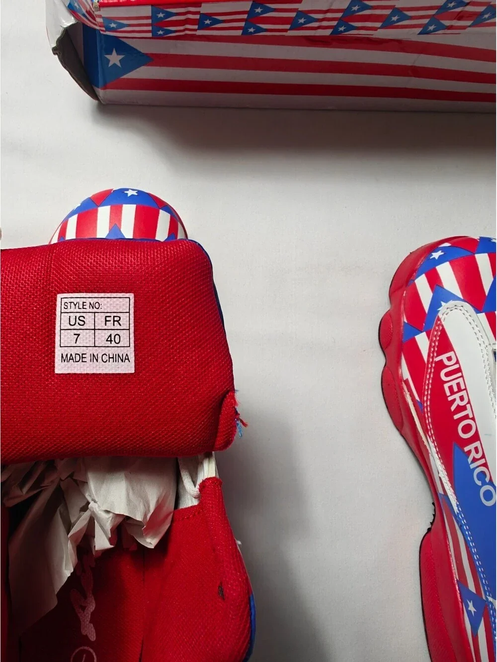 Men's Red/Blue/White Mid Top Lace-Up Athletic Sneaker Flag Pattern Size  7